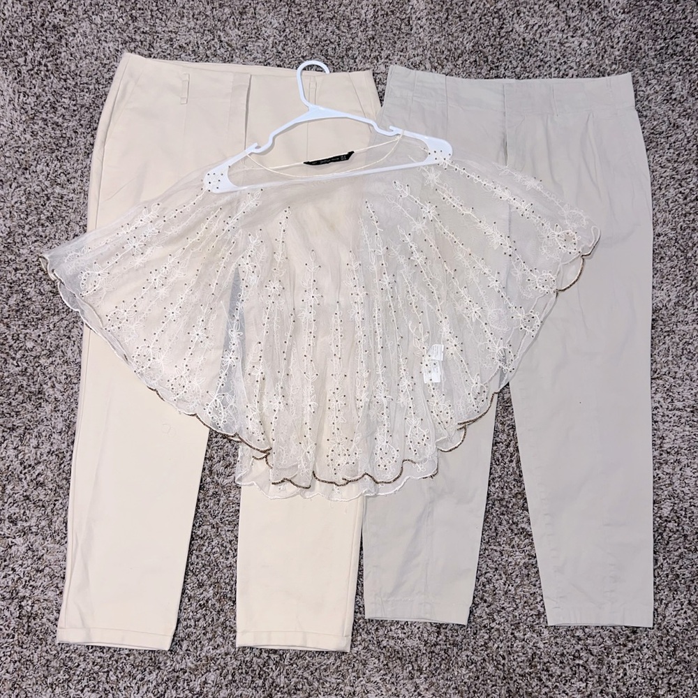 Women pants and Embroidery tunic bundle Zara clothes
